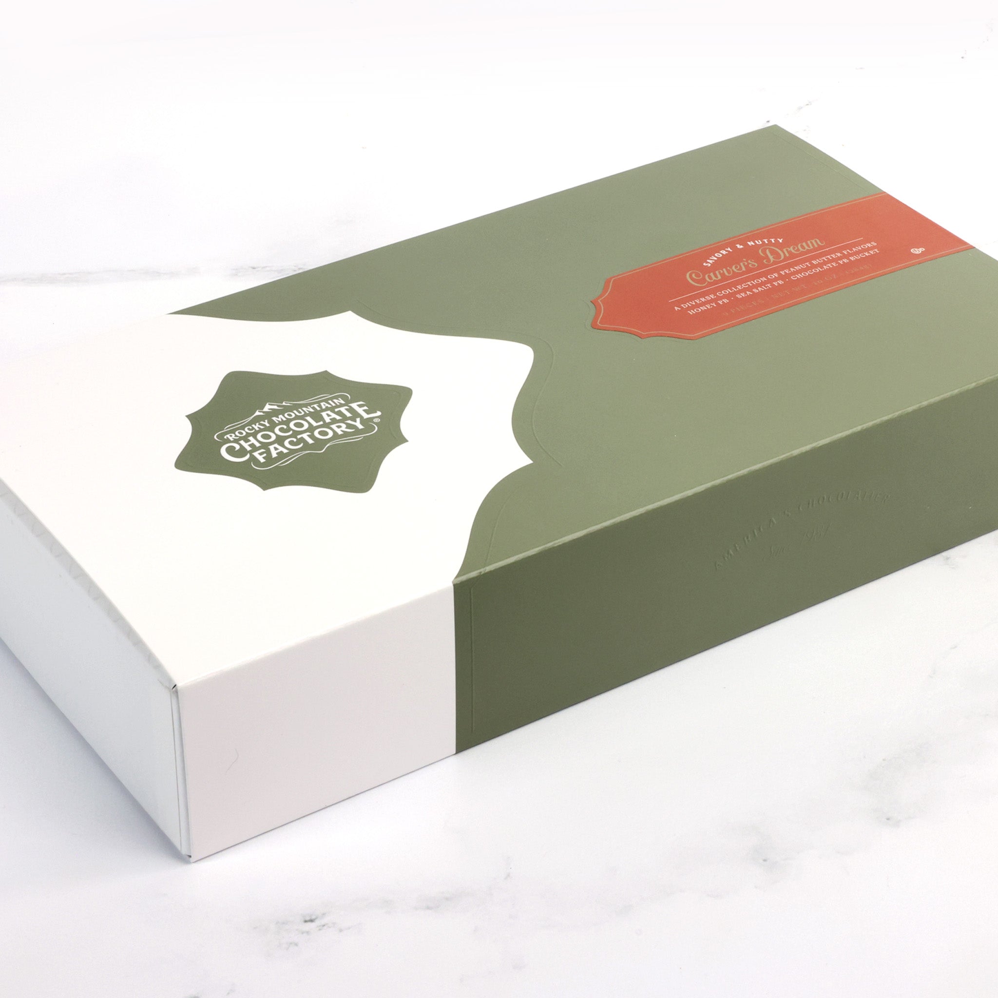 Assorted boxed chocolates, Rocky Mountain Chocolate Factory, Carver's Dream, peanut butter buckets