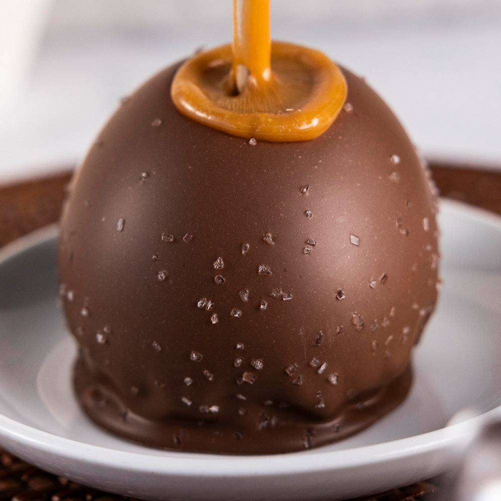 Chocolate Sea Salt Caramel Apple, premium caramel apples, Rocky Mountain Chocolate Factory