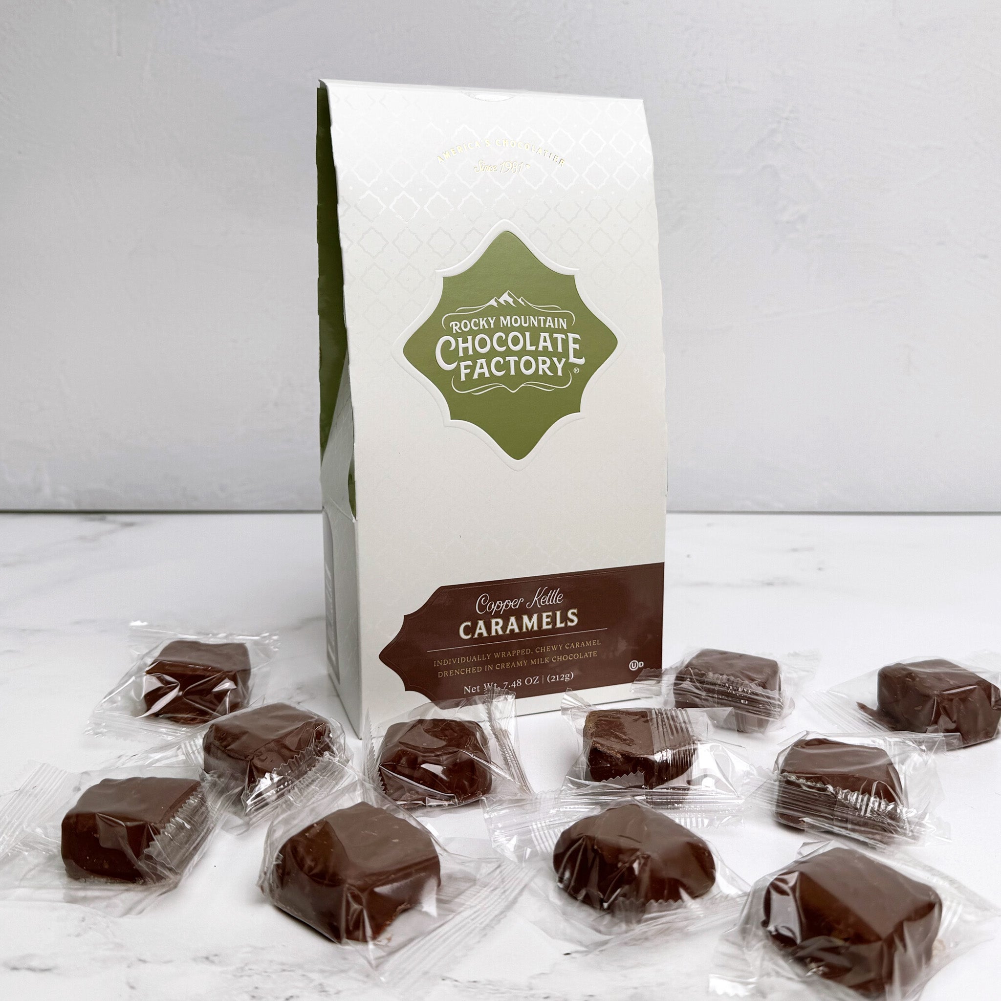Copper Kettle Caramels, individually wrapped chocolate and caramel, Rocky Mountain Chocolate Factory