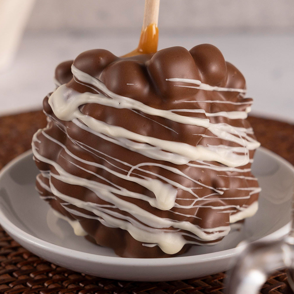 Handcrafted Rocky Road Caramel Apple, premium caramel apples, Rocky Mountain Chocolate Factory