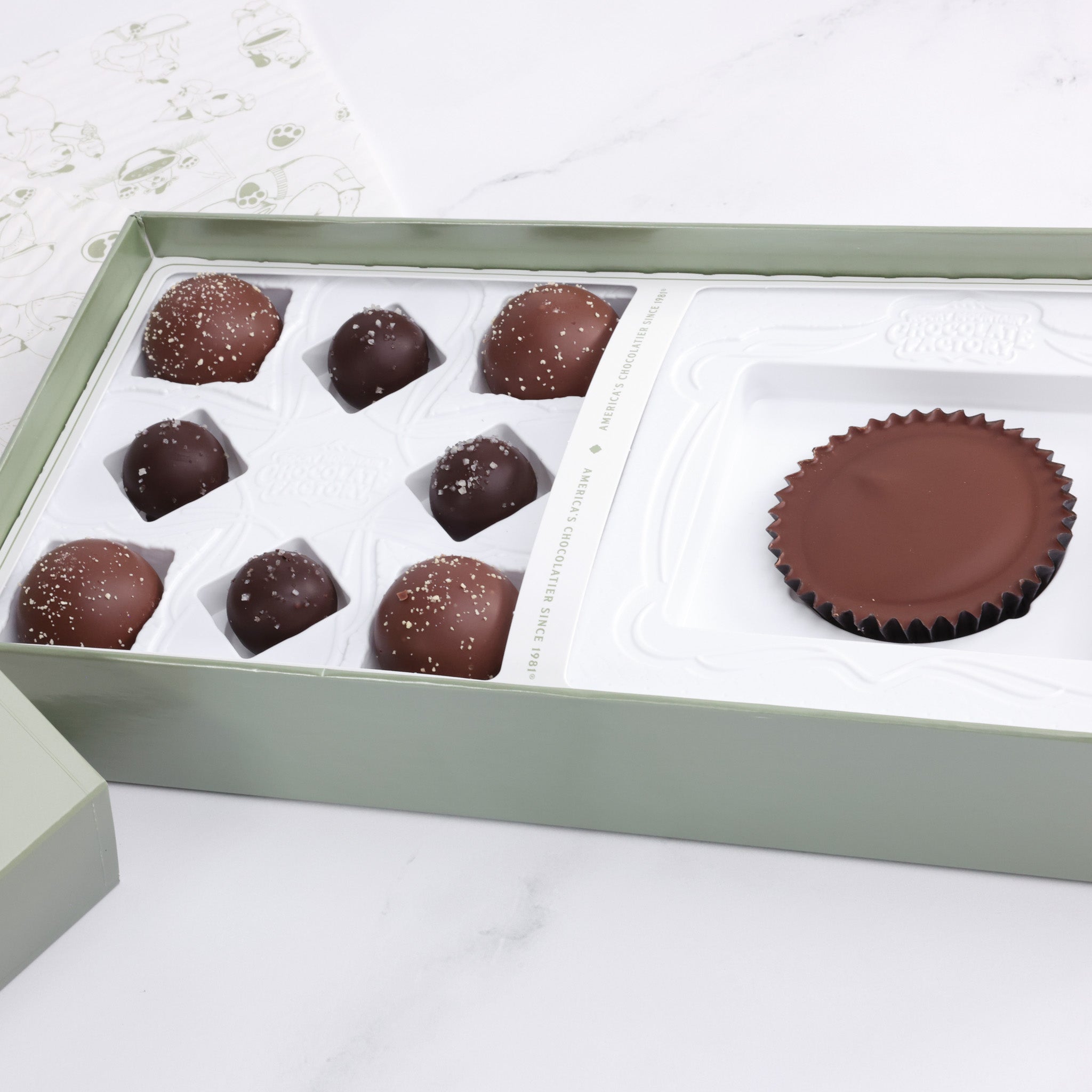 Assorted boxed chocolates, Rocky Mountain Chocolate Factory, Carver's Dream, peanut butter buckets