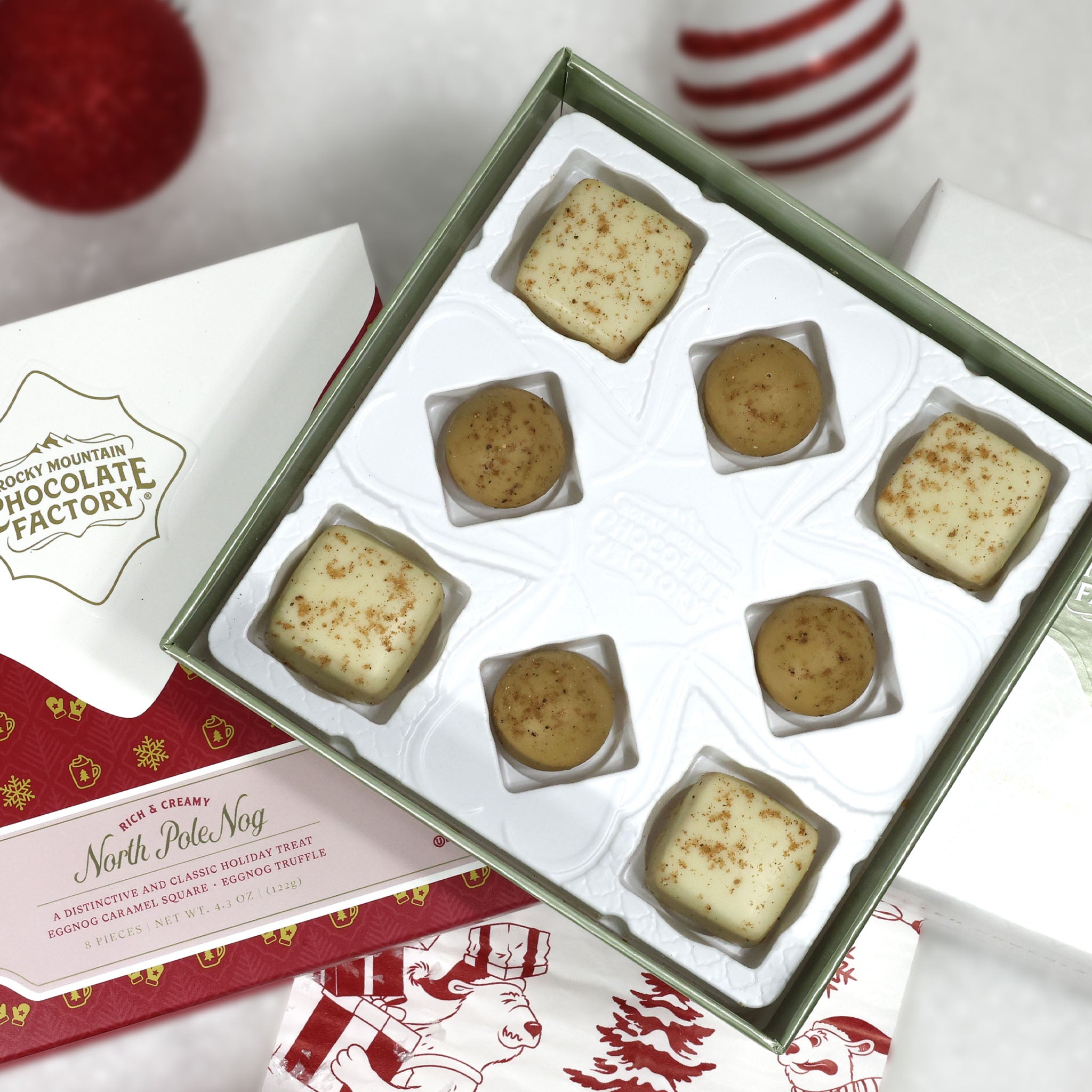 Image of the North Pole Nog boxed assortment contents