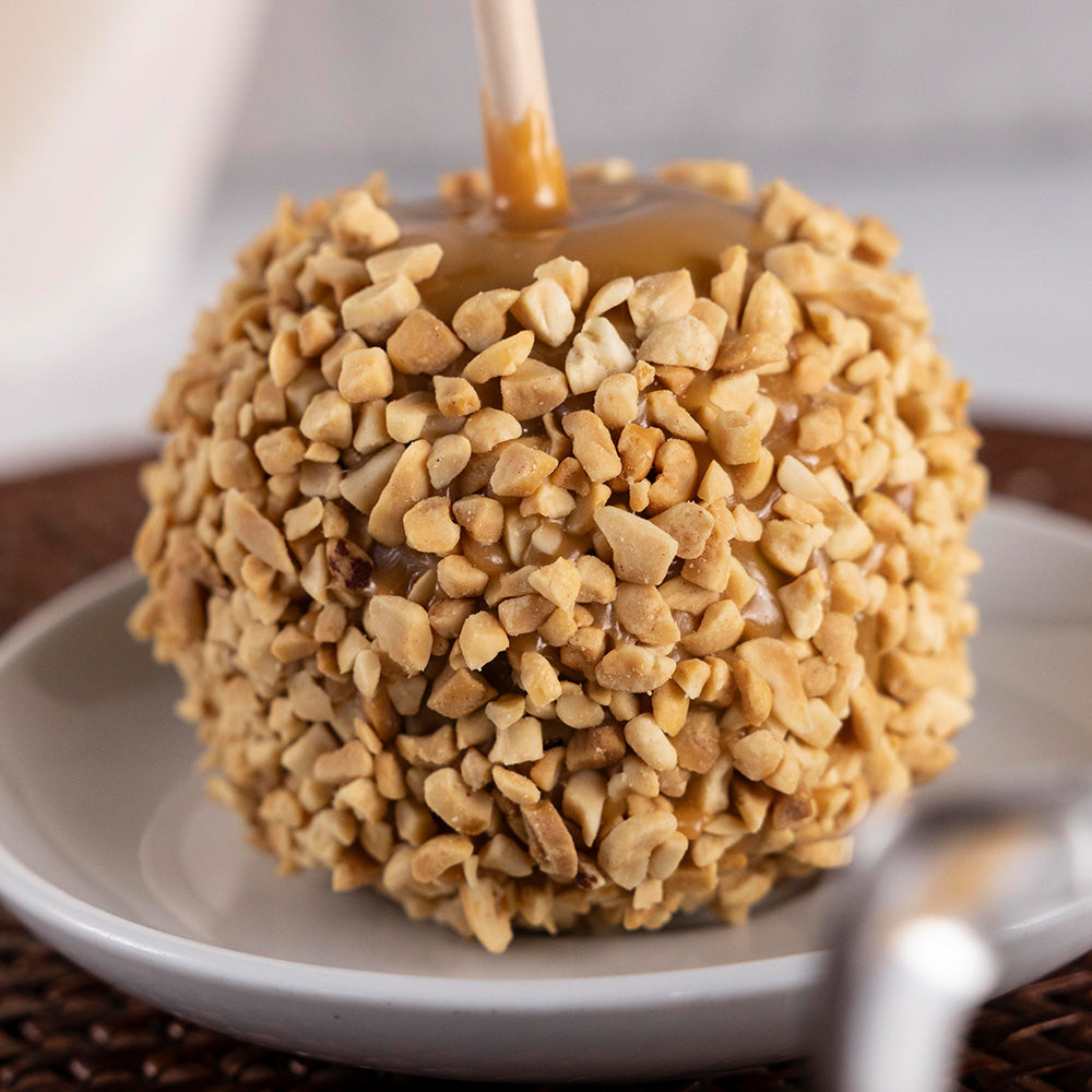 peanut caramel apple, fresh caramel apple, Rocky Mountain Chocolate Factory